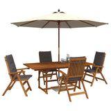 5-Piece Garden Dining Set Natural Solid Acacia Wood 3434519