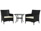 3 Pieces Rattan Bistro Set, Wicker Garden Furniture Set with 2-Tier Coffee Table and Chairs, T3398P314226