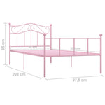 ZNTS 284537 Bed Frame without Mattress Pink Metal 90x200 cm