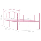 ZNTS 284537 Bed Frame without Mattress Pink Metal 90x200 cm