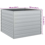 Garden Raised Bed 100x100x77 cm Galvanized Steel Silver 316883