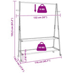 ZNTS Clothes Rack with Shelves and Wheels 132x45.5x155.5 cm Bamboo 4008913