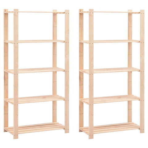 ZNTS 5-Tier Storage Racks 2 pcs 80x38x170 cm Solid Pinewood 250 kg 279404