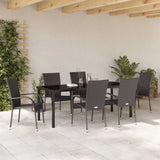 Garden Dining Set 7 pcs Brown Powder-Coated Steel 3379399