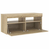 804385 TV Cabinet with LED Lights Sonoma Oak 90x35x40 cm