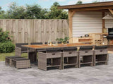 Garden Dining Set Grey and Brown PE Rattan Large Foldable 3211166