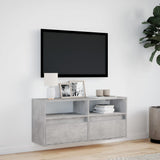 TV Wall Cabinet with LED Lights Concrete Grey 100x31x45 cm 852337