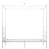 284469 Canopy Bed Frame without Mattress White Metal 100x200 cm