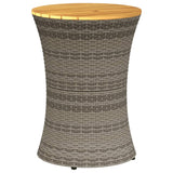 ZNTS Garden Side Table Drum Shape Grey Poly Rattan and Solid Wood 368297