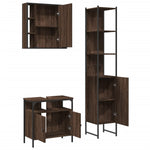 ZNTS 3 Piece Bathroom Cabinet Set Brown Oak Engineered Wood 3214739