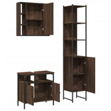 ZNTS 3 Piece Bathroom Cabinet Set Brown Oak Engineered Wood 3214739