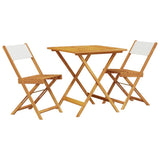 Bistro Set Cream White Solid acacia wood, Fabric 3281868