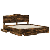Bed Frame with Drawer Smoked Oak 180 x 200 cm Engineered Wood 3413573