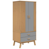 Wardrobe OLDEN Grey and Brown 76.5x53x172 cm Solid Wood Pine 358595