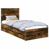Bed Frame with Drawer Smoked Oak 90 x 200 cm Engineer Wood 3411156
