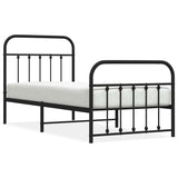 Metal Bed Frame without Mattress with Footboard Black 90x200cm 352589