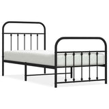Bed Frame Black Powder-Coated Steel Single Storage Bed Frame 352589