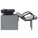 Shampoo Chair Light Grey and Black 63 x 141 x 92 cm Fabric 42009073