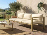 Garden Bench with Cushions, 3-Seater Sofa with Backrest, Armrest and Back Cushions, 185 x 66 x 64cm, T3398P555171