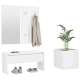 Hallway Furniture Set High Gloss White Engineered Wood 3082059