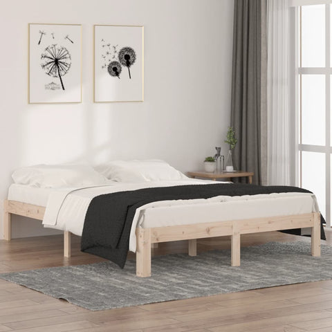 Bed Frame without Mattress Solid Wood Pine 140x190cm 810345