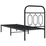 Metal Bed Frame without Mattress with Headboard Black 75x190cm 377107