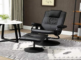 Swivel Recliner Chair and Footstool, Faux Leather Massage Recliner Armchair with Remote Control and T3398P328085