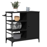 Kitchen Trolley Black 87.5x38.5x84.5 cm Engineered Wood 842386