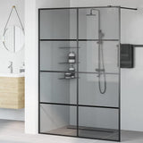 Walk-in Shower Wall Black 140 x 195 cm Tempered Glass 42022051