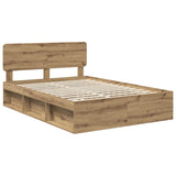 Bed Frame Artisian Oak 140 x 190 cm Solid Pine Wood 3412086