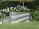Garden Raised Bed Galvanised Steel 114x40x68 cm Silver 318892