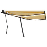 Manual Retractable Awning with LED 400x300 cm Yellow and White 3069743
