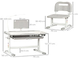 Kids Study Desk and Chair Set w/ Adjustable Height, Storage, Drawer, Grey T3398P347707