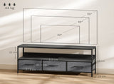 TV Stand Cabinet with 3 Foldable Drawers - Black T3398P343258