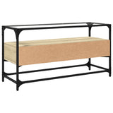 TV Cabinet with Glass Top Sonoma Oak 98x35x51 cm Engineered Wood 846065