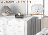 Modern Chest of Drawers, 5 Drawer Storage Cabinet with Metal Handles and Runners for Bedroom, White T3398P344211