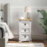 Bedside Table Corona White 35 x 32.5 x 58 cm Solid Pine Wood 42021184