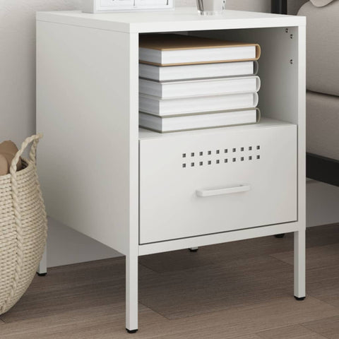 ZNTS Bedside Cabinet White 36x39x50.5 cm Steel 843064