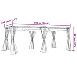 Gazebo with Curtains Cream 6x3 m Steel 4003920