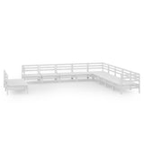 11 Piece Garden Lounge Set Solid Wood Pine White 3083145