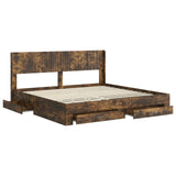 Bed Frame with Storage and Headboard Smoked Oak Engineered Wood 3414435