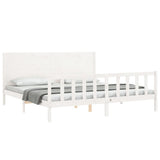 Bed Frame without Mattress White 200x200 cm Solid Wood Pine 3192772