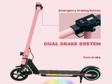 Folding Electric Scooter for Kids, with Dual Brakes, Front Suspension, LED Colourful Lights, Pink T3398P349456