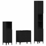Bathroom Furniture Set with Door 3 pcs Black 30 x 30 x 180 cm 3333089