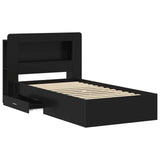 Bed Frame with Storage Black 75 x 190 cm Engineered Wood 3433801