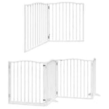 Dog Gate with Door Foldable 8 Panels White 640 cm Poplar Wood 3155622