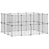 28-Panel Pet Cage with Door Black 35x35 cm Steel 3114044