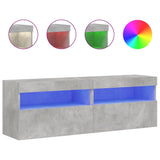 TV Wall Cabinets with LED Lights 2 pcs Concrete Grey 60x30x40 cm 837190
