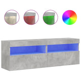 TV Wall Cabinets with LED Lights 2 pcs Concrete Grey 60x30x40 cm 837190