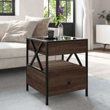 Coffee Table with Infinity LED Brown Oak 40x40x51 cm 847721